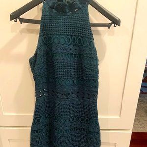 Dark Green/Emerald Dress Mini Size 2 XS Crochet Like